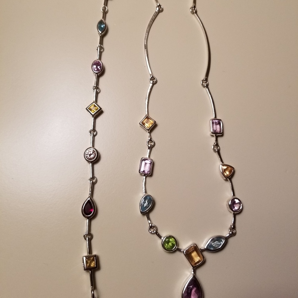 Multi Color Stone Necklace and Bracelet Set